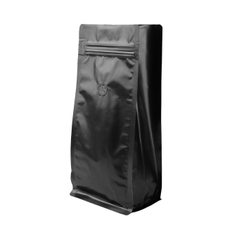 Coffee bag 1kg - black mat + valve - flat bottom - 20 pcs